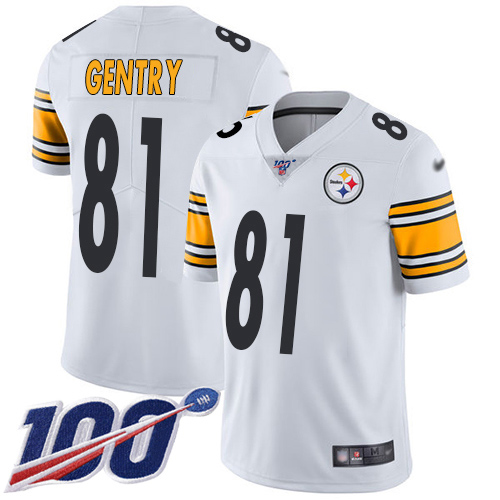 Men Pittsburgh Steelers Football #81 Limited White Zach Gentry Road 100th Season Vapor Untouchable Nike NFL Jersey
